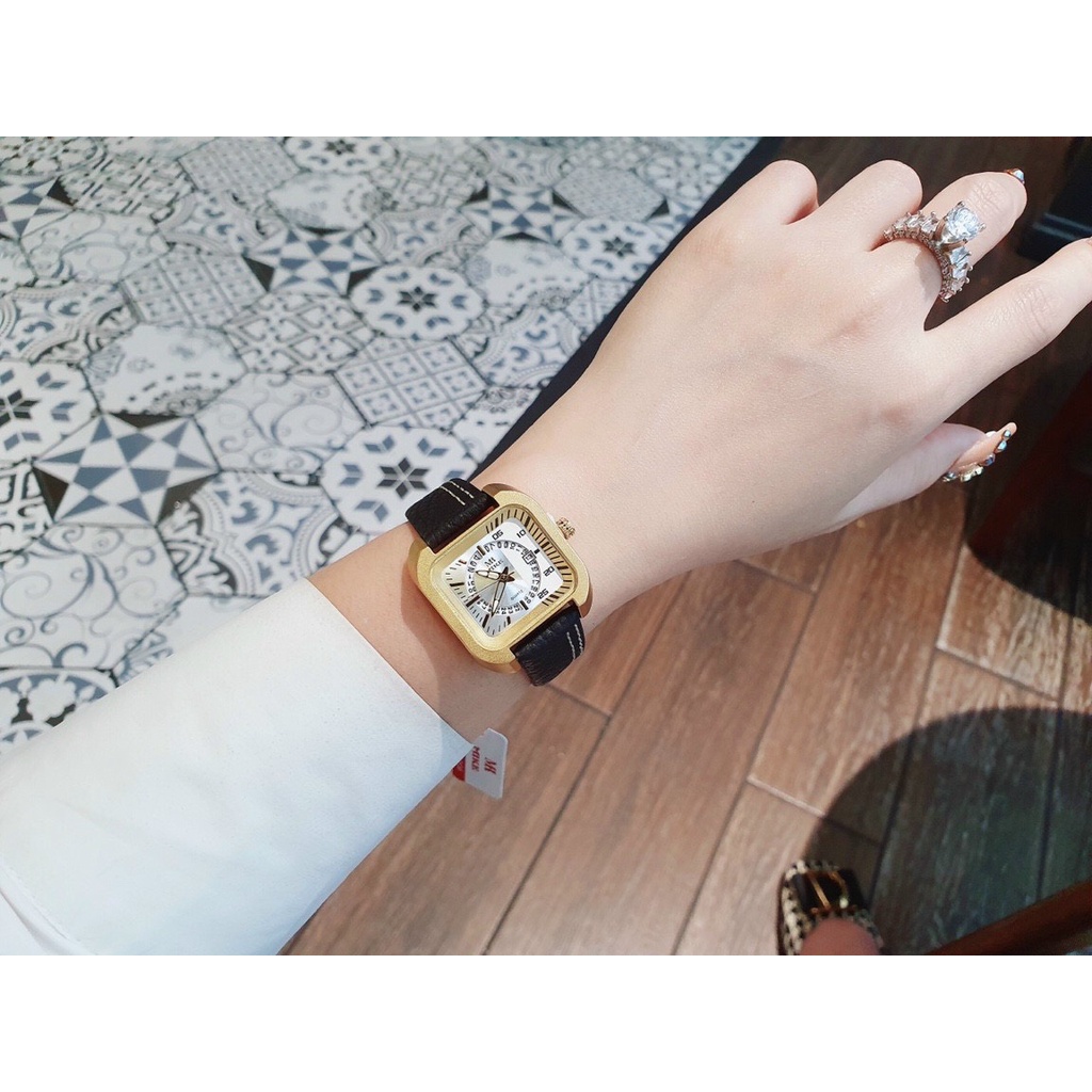 Đồng Hồ Nữ Mike 6834L Mặt Vuông - Dây Da - Size 30mm
