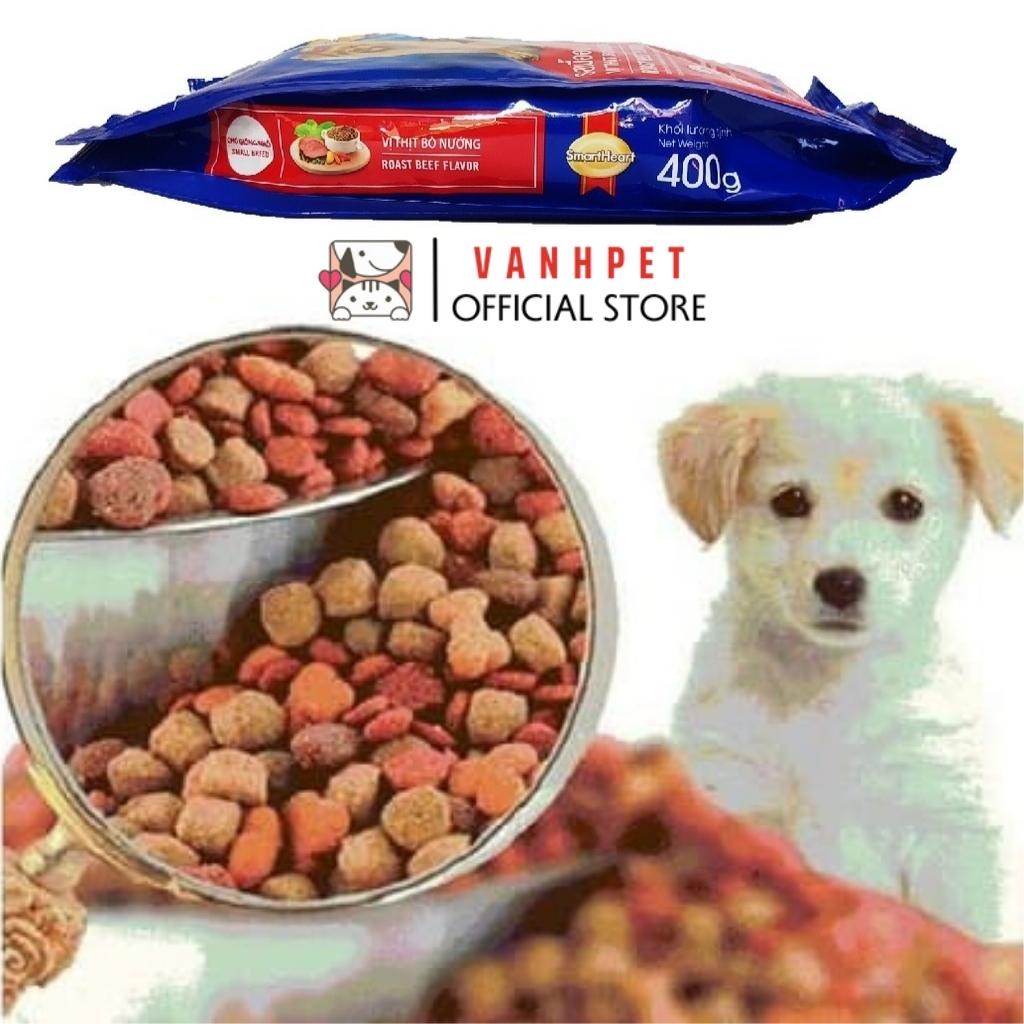Thức ăn hạt Smartheart cho chó dạng khô vị bò và sữa 400g dành cho chó nhỏ, chó lớn và chó giống nhỏ - vanhpet