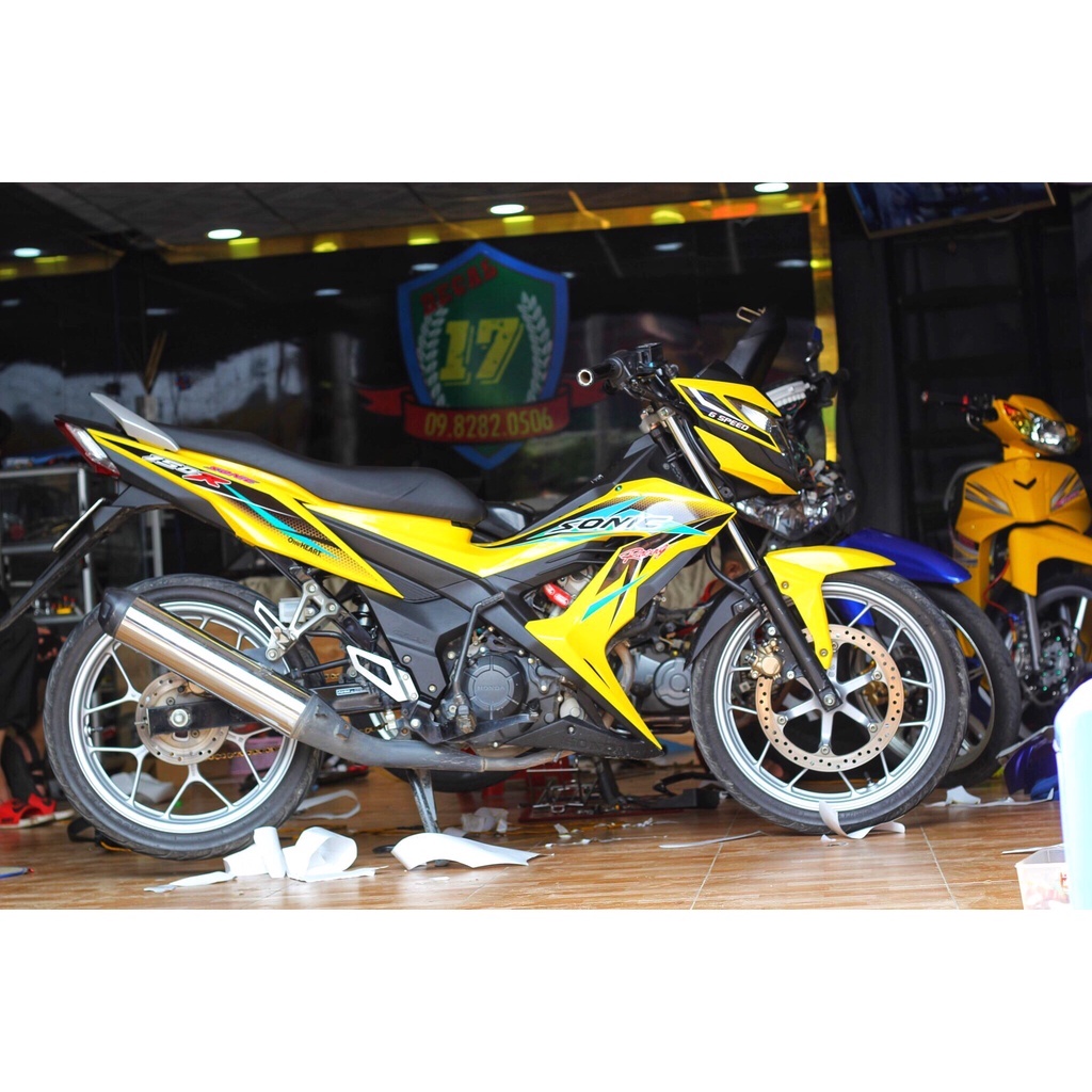 Tem Rời Honda Sonic 150 Dán Xe Vàng Phối Tem Xanh Ngọc - Tem Chuẩn Hình