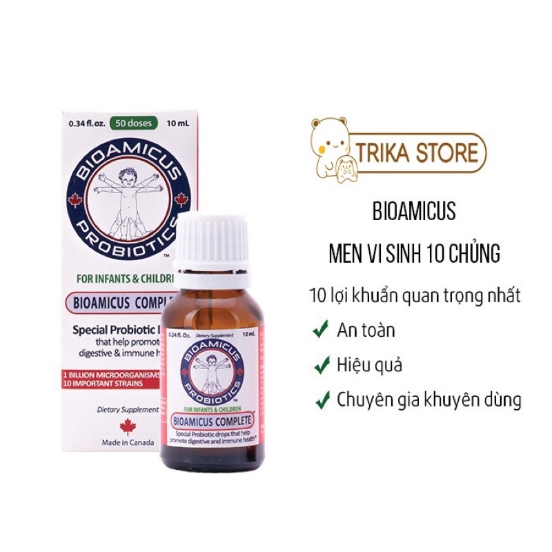 Men vi sinh 10 chủng Bioamicus 10ml nhập khẩu Canada- Giúp em ăn khỏe ngủ ngon + quà