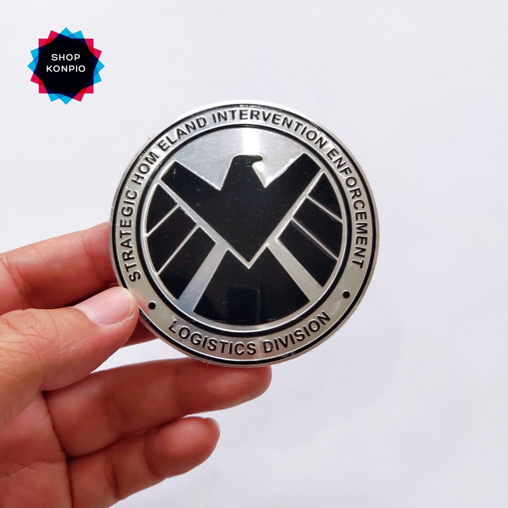 Tem Nhôm Dán Xe Shield Marvel Đại Bàng Mỹ Kích Thước 7.5 Cm