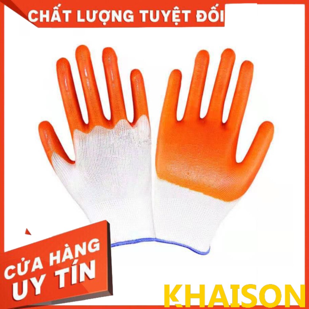 Găng tay bảo hộ lao động phủ PVC màu cam