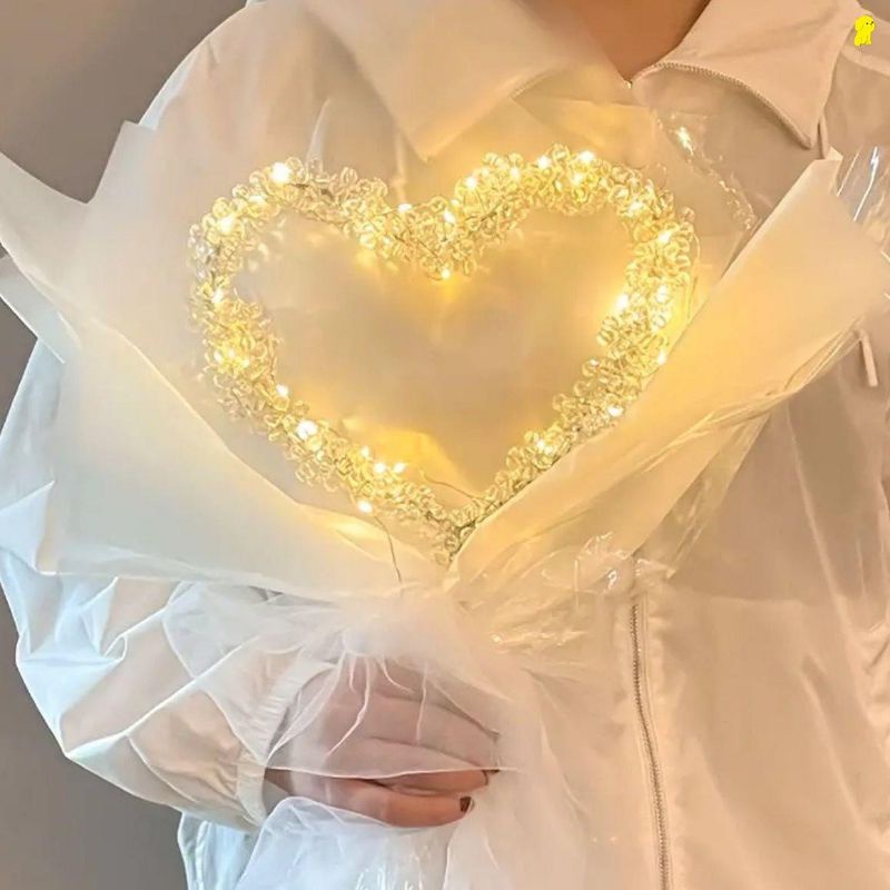 ♥️ BỘ VẬT LIỆU DIY BÓ HOA ĐÈN LED HÌNH TRÁI TIM PHÁT SÁNG - KÈM VIDEO HƯỚNG DẪN