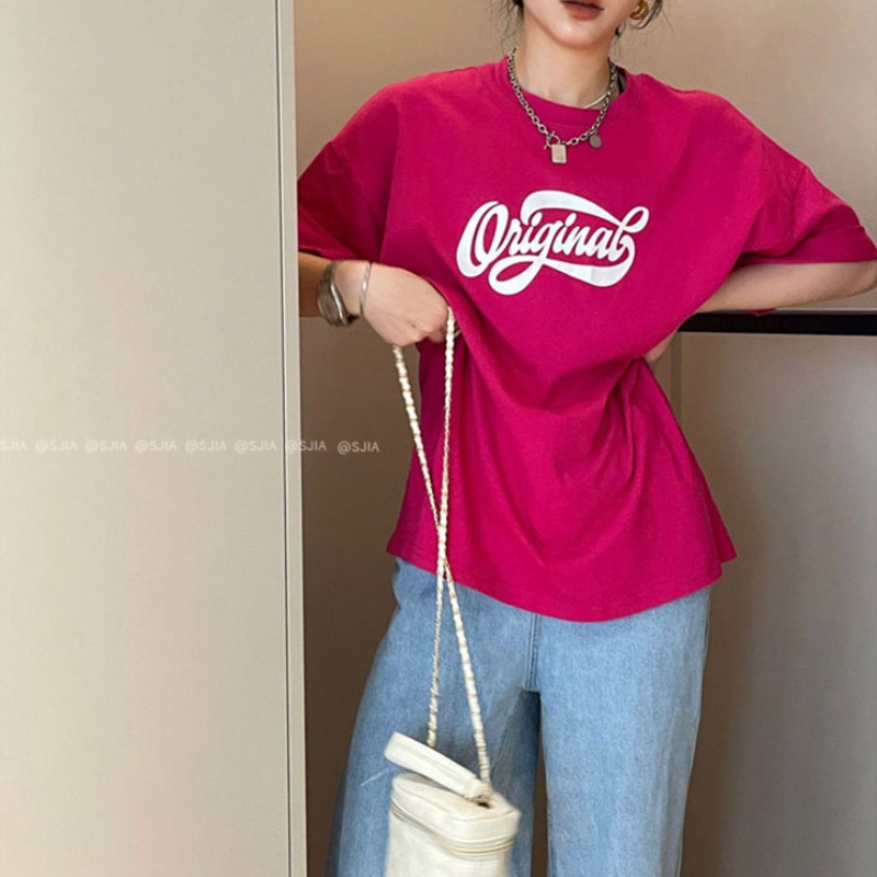 NRVP Áo Thun Nữ Ngắn Tay In Chữ Phong Cách Hàn Quốc