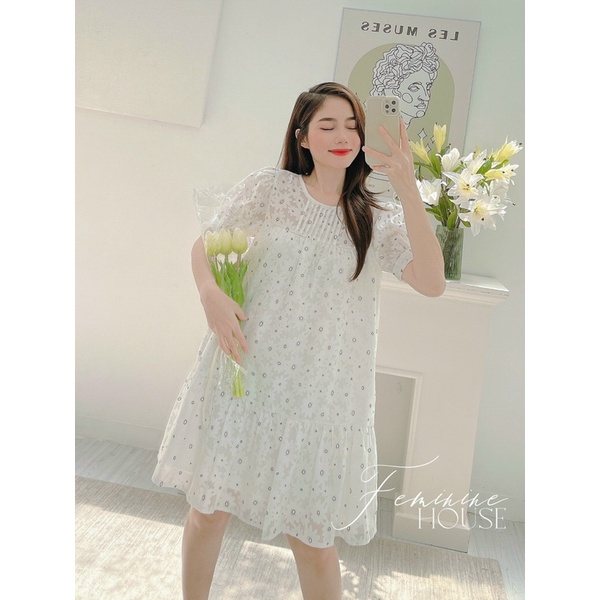 Đầm Hoa Nhí Tay Bồng, đầm babydoll, váy hoa nhí công chúa, váy đi chơi đi du lịch