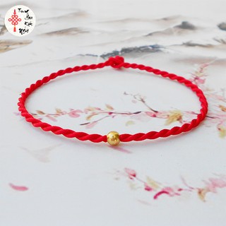 Vòng tay dây vải màu đỏ bi vàng may mắn