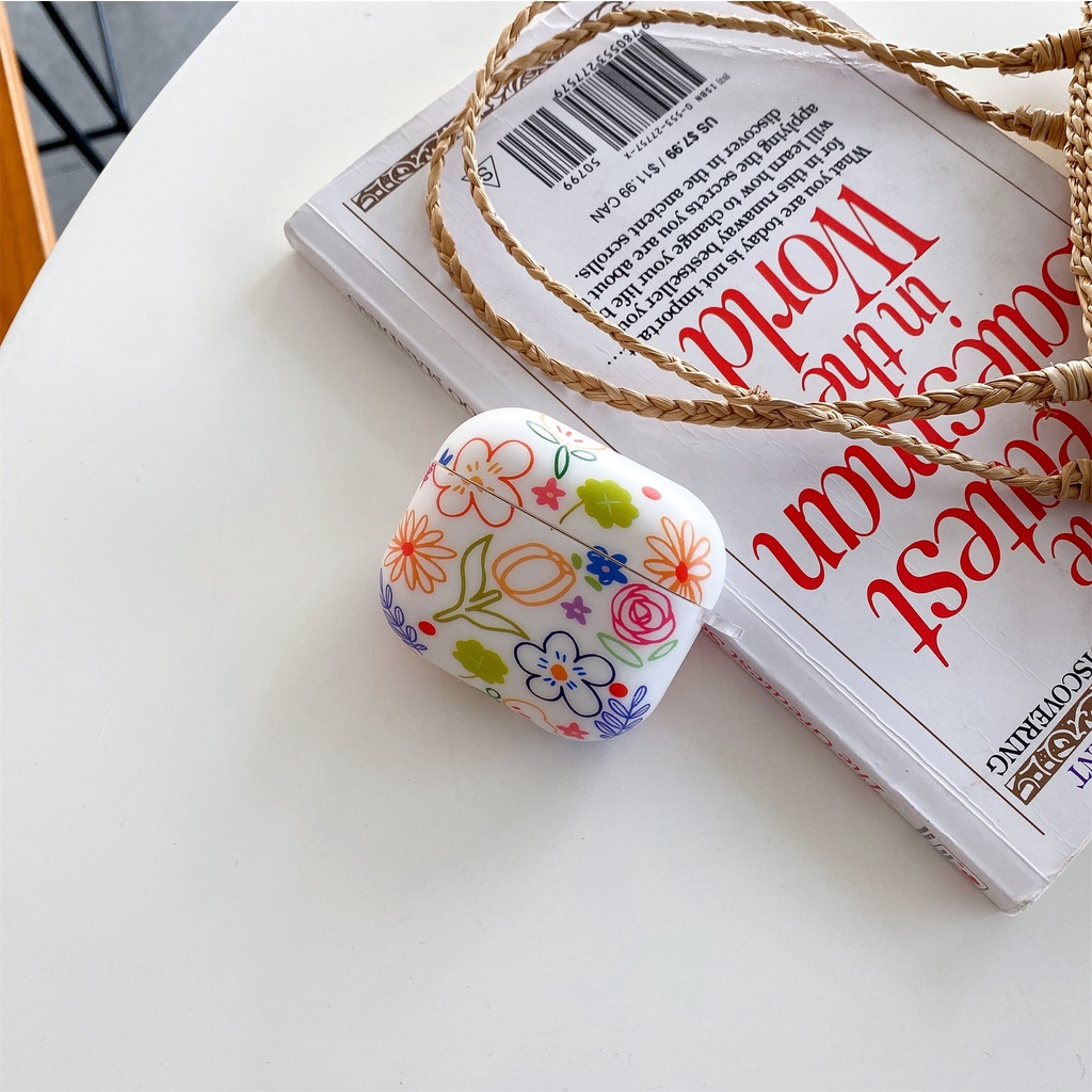 Vỏ bảo vệ hộp sạc tai nghe không dây bluetooth họa tiết hoa tulip thích hợp cho Airpods 3 2021