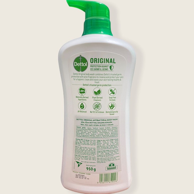 [Hàng Chính Hãng] Dettol Gel Tắm Kháng Khuẩn Original 950ml