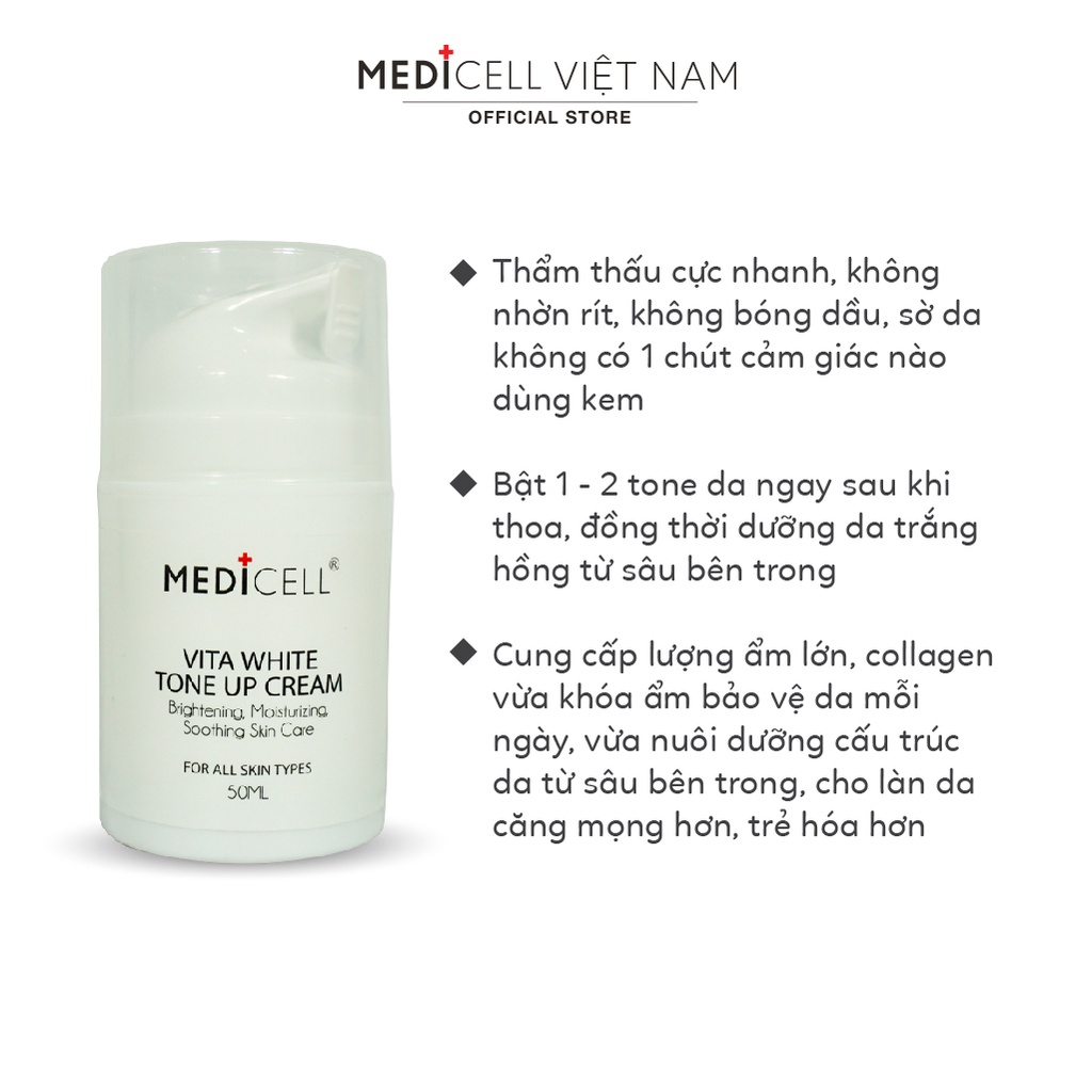 Kem Vita White Medicell, dưỡng trắng, nâng tone da tức thì, chống lão hóa, dưỡng ẩm  - Tuýp 50ml