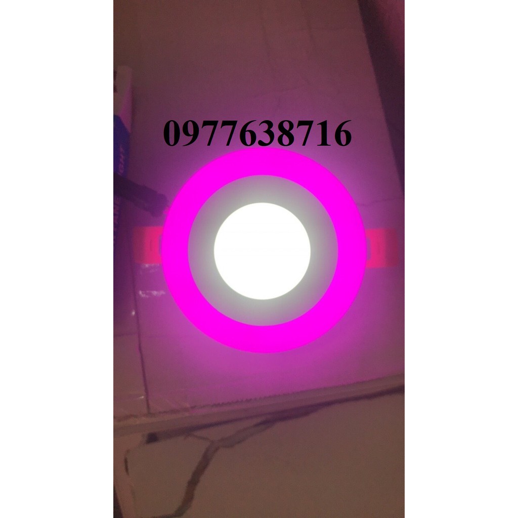 Đèn led âm trần 6w viền màu hồng 3 chế độ sáng - Đèn âm trần