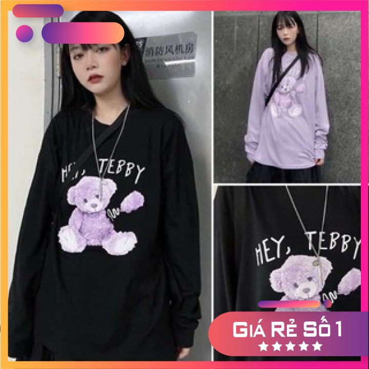 [RẺ VÔ ĐỊCH Áo Sweater Unisex Gấu Teddy Dài Tay Chất Thun Cotton Form To(Ảnh Thật)