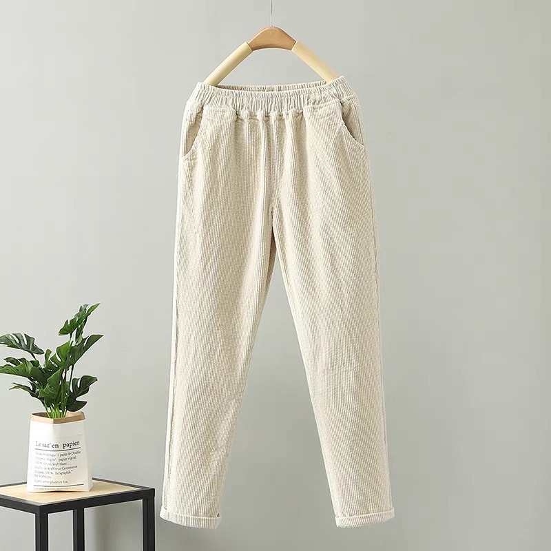 Quần Nhung Baggy Cạp Chun Kiểu dáng Hàn Quốc chất mềm mịn cho nữ