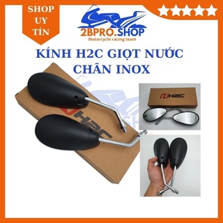 Kính h2c giọt nước chân inox 1 cặp gắn xe máy , gương chiếu hậu h2c hình giọt nước gắn nhiều dòng xe - 2BPRO.SHOP