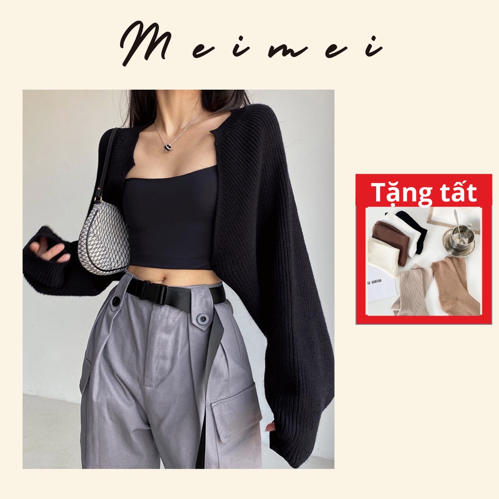 Áo khoách Áo cadigan áo hai dây Set 2in1 chất tăm dày dặn dành cho nữ ullzang hàn quốc tiểu thư Meimei SA0001