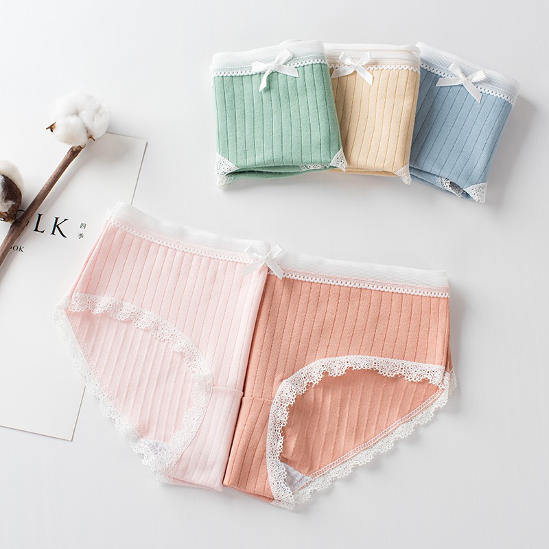 Lace striped cotton panties 67 Export for women