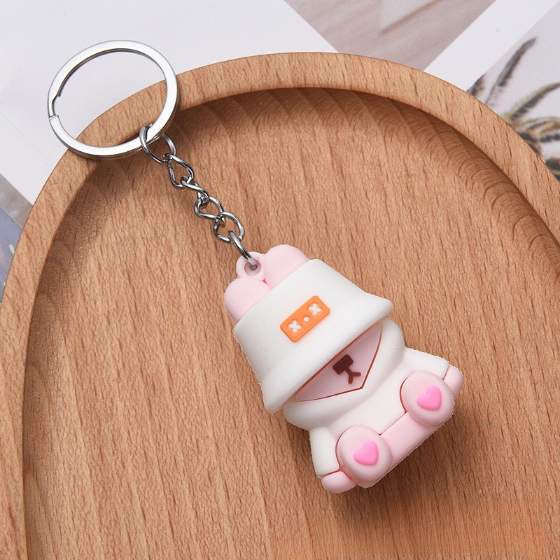 Móc Khóa Cool Ngầu Gấu Đội Nón Siêu Dễ Thương Nhiều Màu