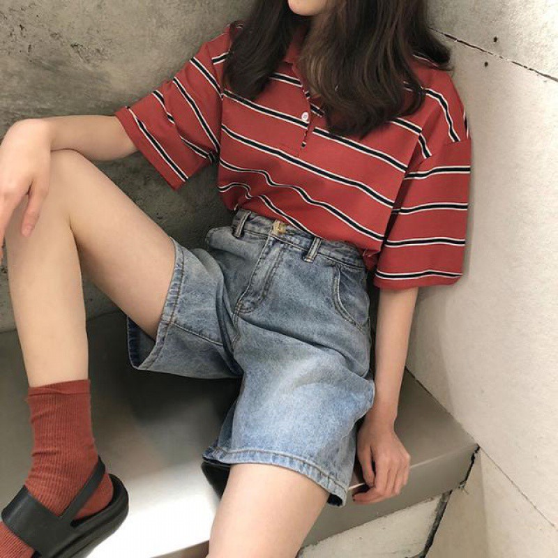 Quần short jean nữ ngố ống rộng quần đùi bò Ulzzang (sẵn) MSHA