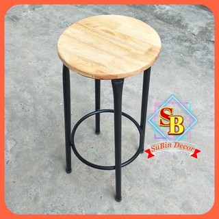 GHẾ  ĐÔN GỖ CAO SU CHÂN SẮT SƠN TĨNH ĐIỆN GIÁ RẺ cho quán cafe , Trà chanh, (ảnh thật 100%)