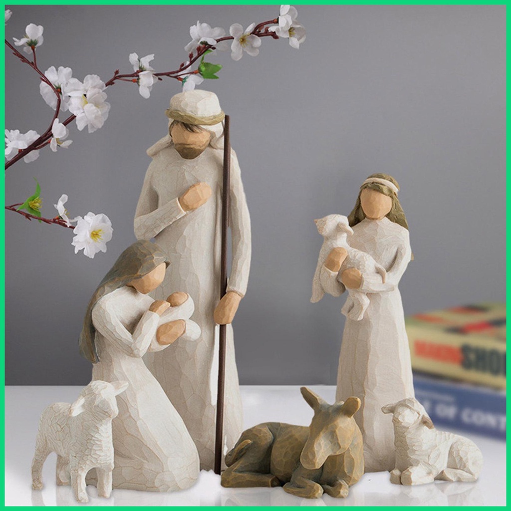 Bộ 6 Tượng Trang Trí Giáng Sinh Bằng Nhựa Resin Thủ Công