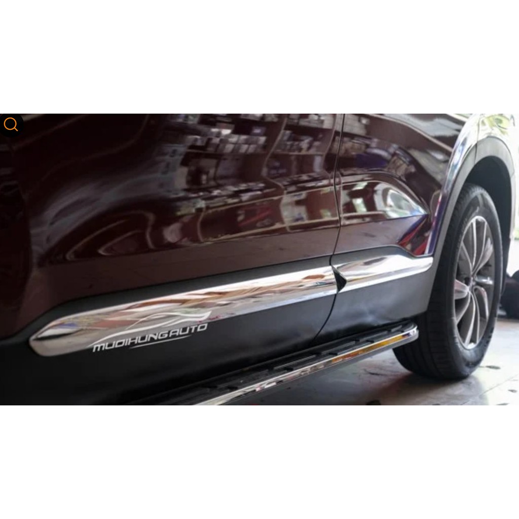 Bộ 4 Thanh Nẹp Sườn Trang Trí Xe SantaFe 2019 2020 2021 2022 Mạ Crom Cao Cấp Kiểu dáng thể thao cá tính