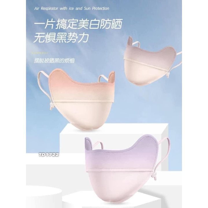 Combo 2 khẩu trang chống tia cực tím UPF 50 vải thông hơi thoáng mát thiết kế che hai bên gò má
