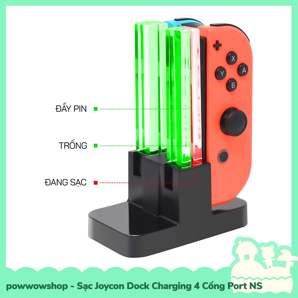 [Sẵn VN - Hỏa Tốc] Phụ Kiện Sạc Joycon Dock Station Charging 4 Cổng Port Cho Joycon Của Máy Game Nintendo Switch / Oled