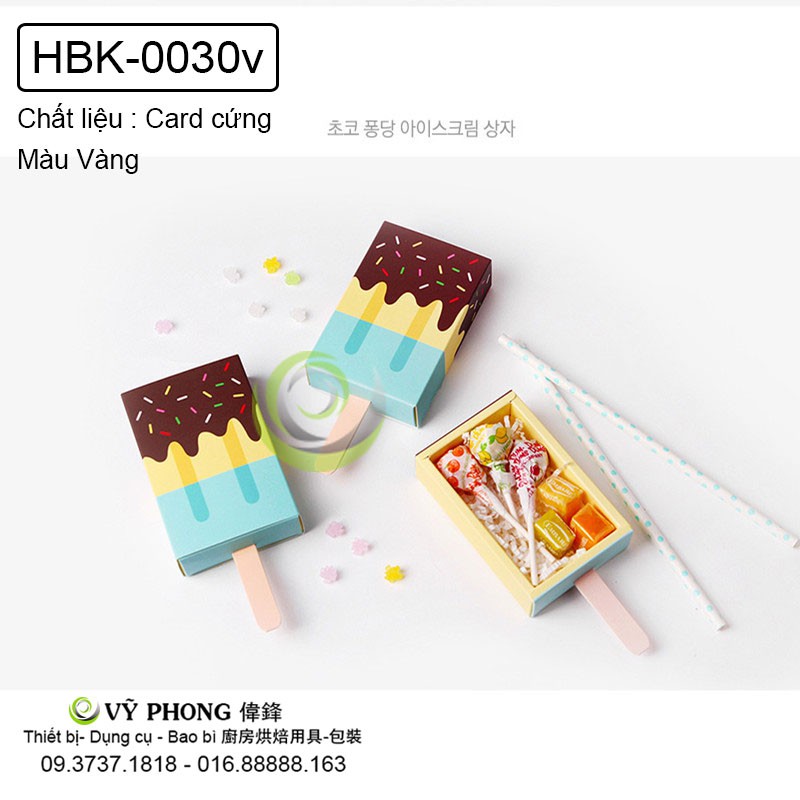 HỘP GIẤY ĐỰNG BÁNH KẸO ĐỰNG QUÀ XẾP THÀNH HÌNH QUE KEM HBK-0030