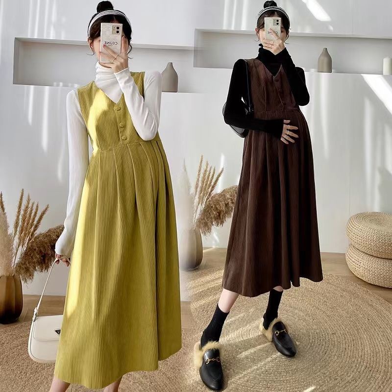 Set Áo Thun Ngắn Tay + Đầm Yếm Thời Trang Cho Mẹ Bầu