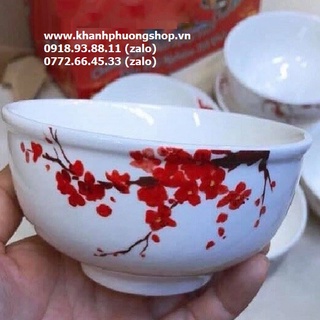 Bộ 06 chén sứ hoa đào - chén sứ hình hoa đào
