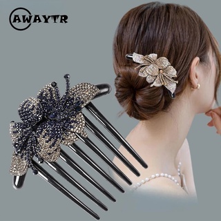 Lược cài tóc hình hoa đính đá thời trang cho nữ