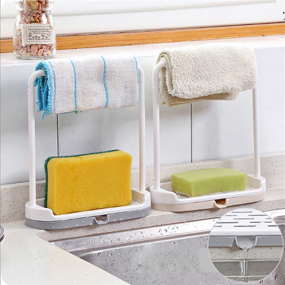 DAPHNE Home &amp; Living Storage Rack Bar Hook Sponge Drain Towel Holder Hanging Bathroom Hanger Kitchen Utensil Box Rag