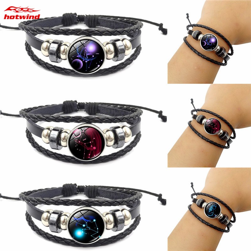 Vòng tay có mặt đá hình 12 cung hoàng đạo phù hợp cho nam và nữ