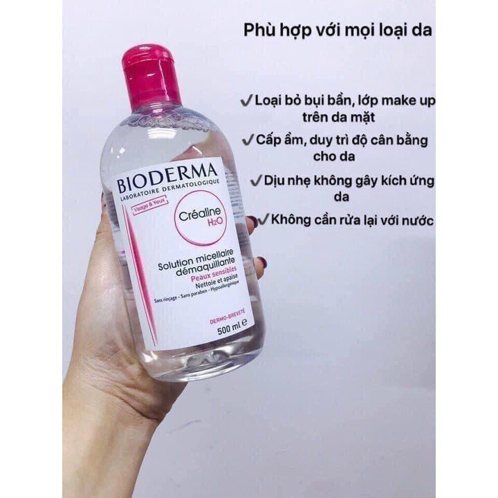 Nước Tẩy Trang Bioderma Chính Hãng 500ml, Cho Da Nhạy Cảm, Tẩy Trang Bio Da Dầu Mụn - Không Cồn