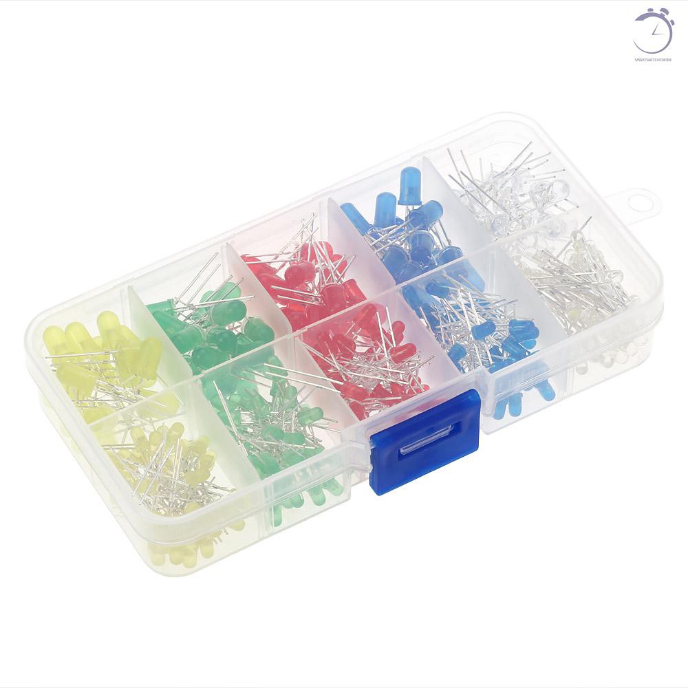 300 cái 3mm 5mm Màu các loại Điốt phát quang LED 2 chân khuếch tán Bộ với 5 màu Linh kiện điện tử♠