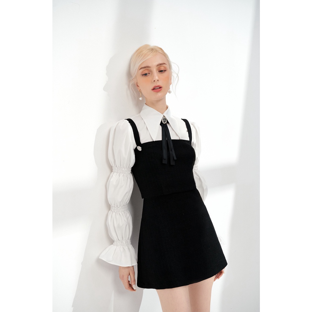 Áo yếm đen chất liệu dạ Poly Top_ Joie des Roses