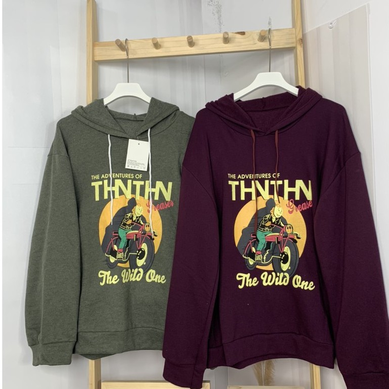 Áo Hoodie Nỉ TIN TIN Áo Nỉ Có Mũ Tay Bồng Form Rộng Unisex Nam Nữ Style Hàn Quốc | BigBuy360 - bigbuy360.vn