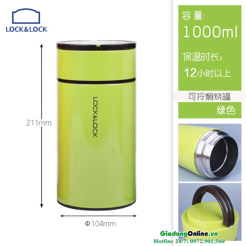 Bình Ủ cháo Lock&Lock Column Food Jar LHC8023 1000ml, LHC8022 750ml