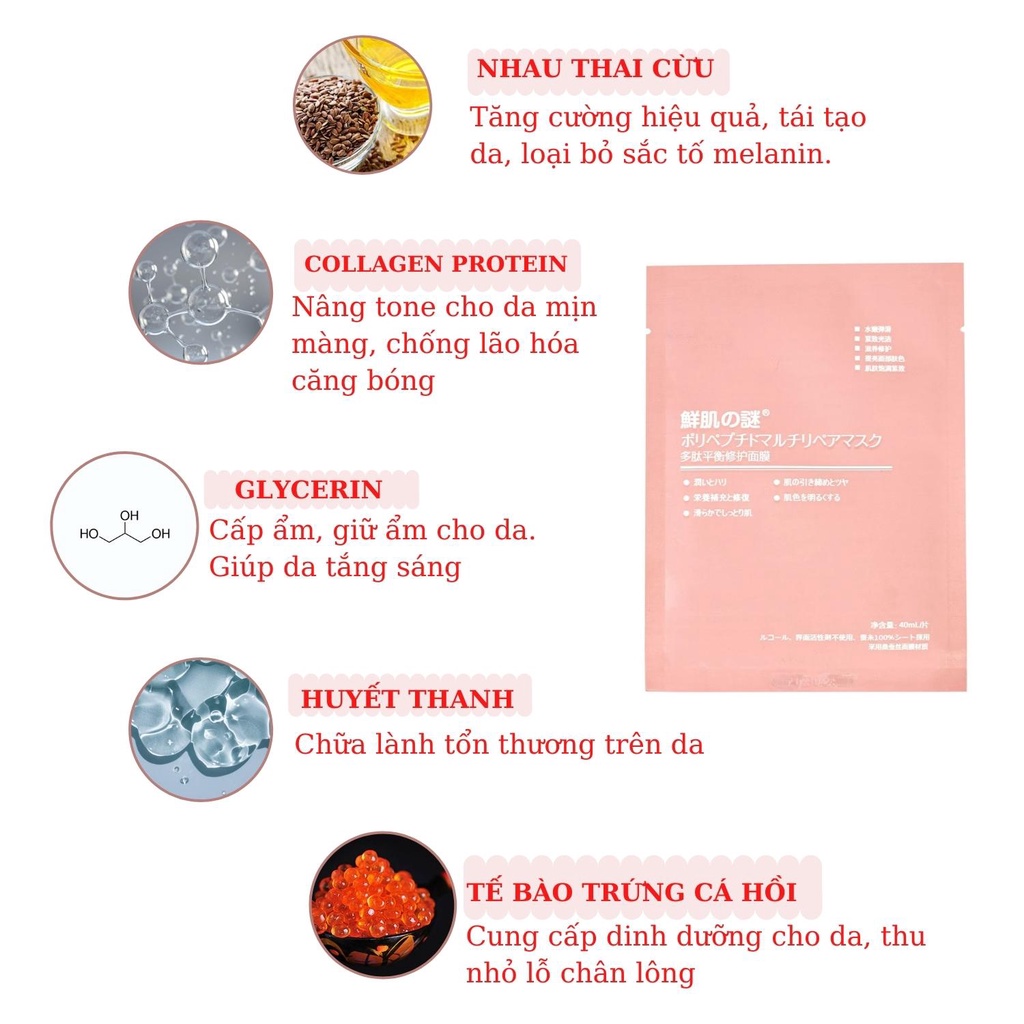 Mặt nạ nhau thai tế bào gốc Rwine Beauty Stem Cell Placenta Nhật Bản, Mặt nạ nhau thai cừu, dưỡng da chính hãng