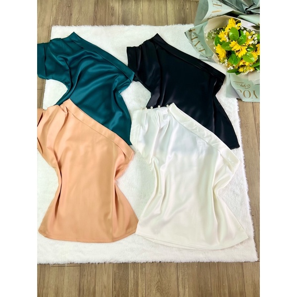 Hình thật - Áo kiểu lệch vai ngọc ⚡ FREESHIP ⚡ áo thiết kế nhiều màu nhiều size chất siêu mát, dày mịn