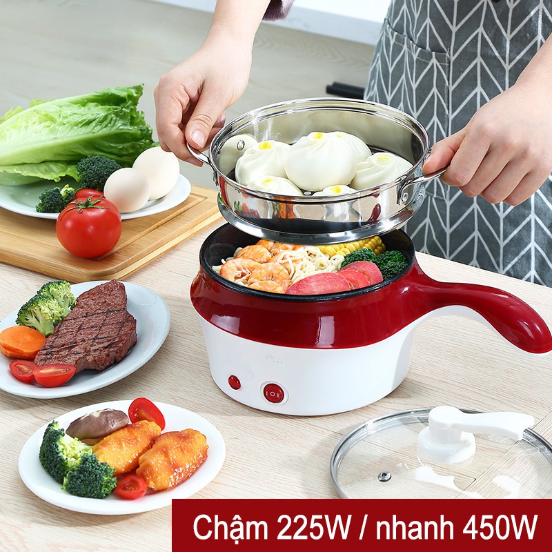 Bếp điện ký túc xá, bếp điện mini đa chức năng, lẩu mì, nồi hấp trứng, nồi hấp điện, hai lớp (1.8L)[GM-MNDZG36]
