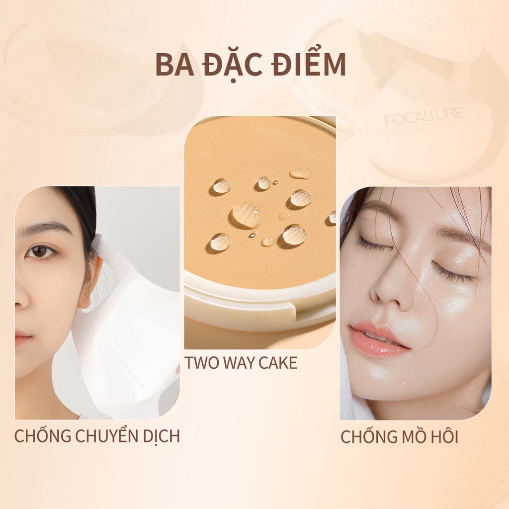 Phấn phủ FOCALLURE trang điểm tự nhiên kiềm dầu chống nước lâu