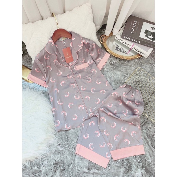 Bộ lụa ngắn tay hãng sam choco áo ngắn tay quần lửng bộ mặc nhà đẹp bộ pijama cao cấp