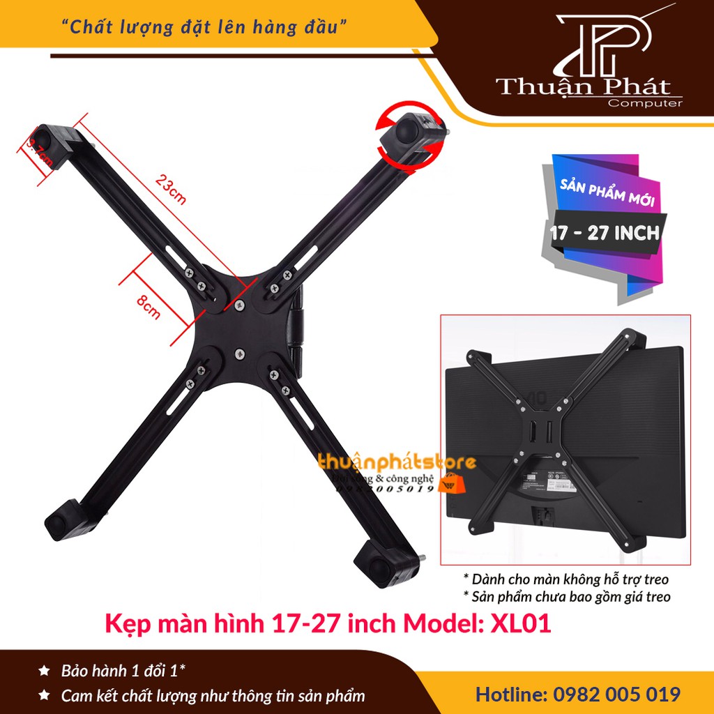 [Model Mới] Bộ Kẹp Dành Cho Màn Hình Máy Tính - Không Có Lỗ Ốc Treo Vesa 17 - 27 Inch - Model: XL01