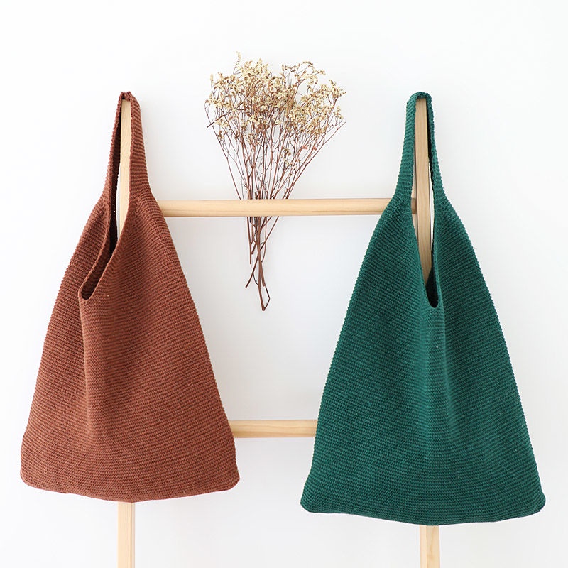 【Freight free】simple fashion retro wool knit handbag Joker woven bag delicate and elegant