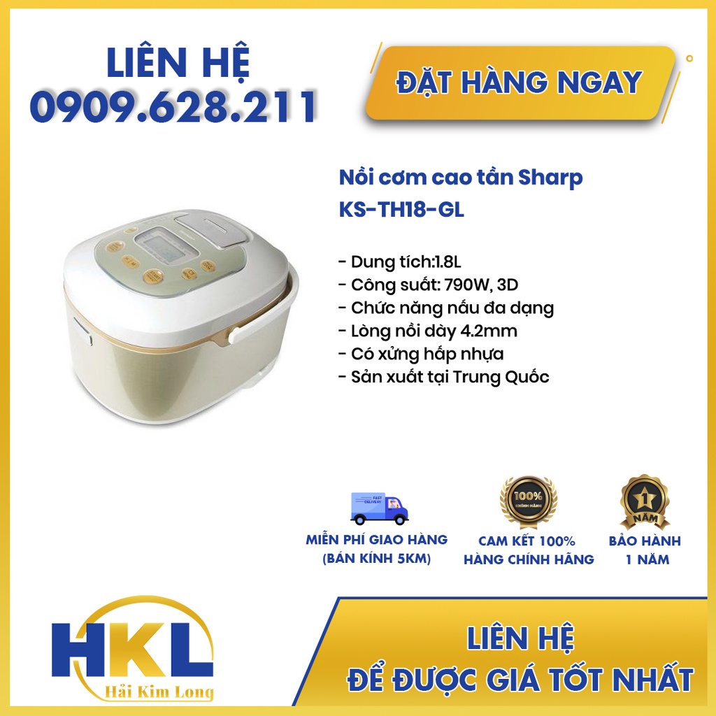 Nồi Cơm Điện Tử Sharp KS-TH18-GL - Hàng chính hãng