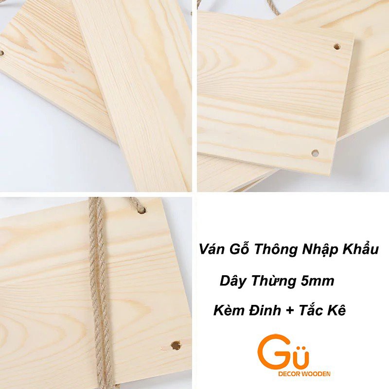 KỆ GỖ TREO TƯỜNG DÂY THỪNG GU-DECOR / PHONG CÁCH VINTAGE