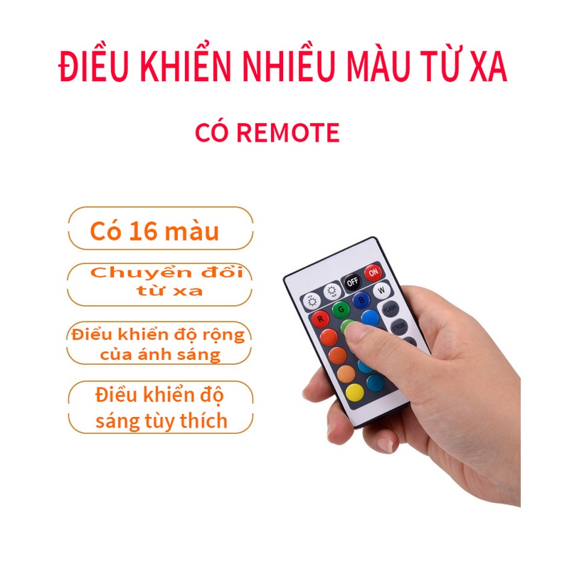Đèn Pha Lê Cảm Ứng RGB 16 Màu Chạm Tay Để Thay Đổi Màu Sắc Có Điều Khiển Từ Xa, Trang Trí Bàn Phòng Khách, Phòng Ngủ