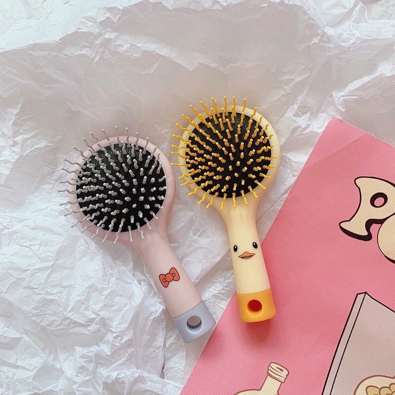 Lược chải kèm gương massage gỡ rối, bàn chải S-curled cao cấp chống rụng tóc