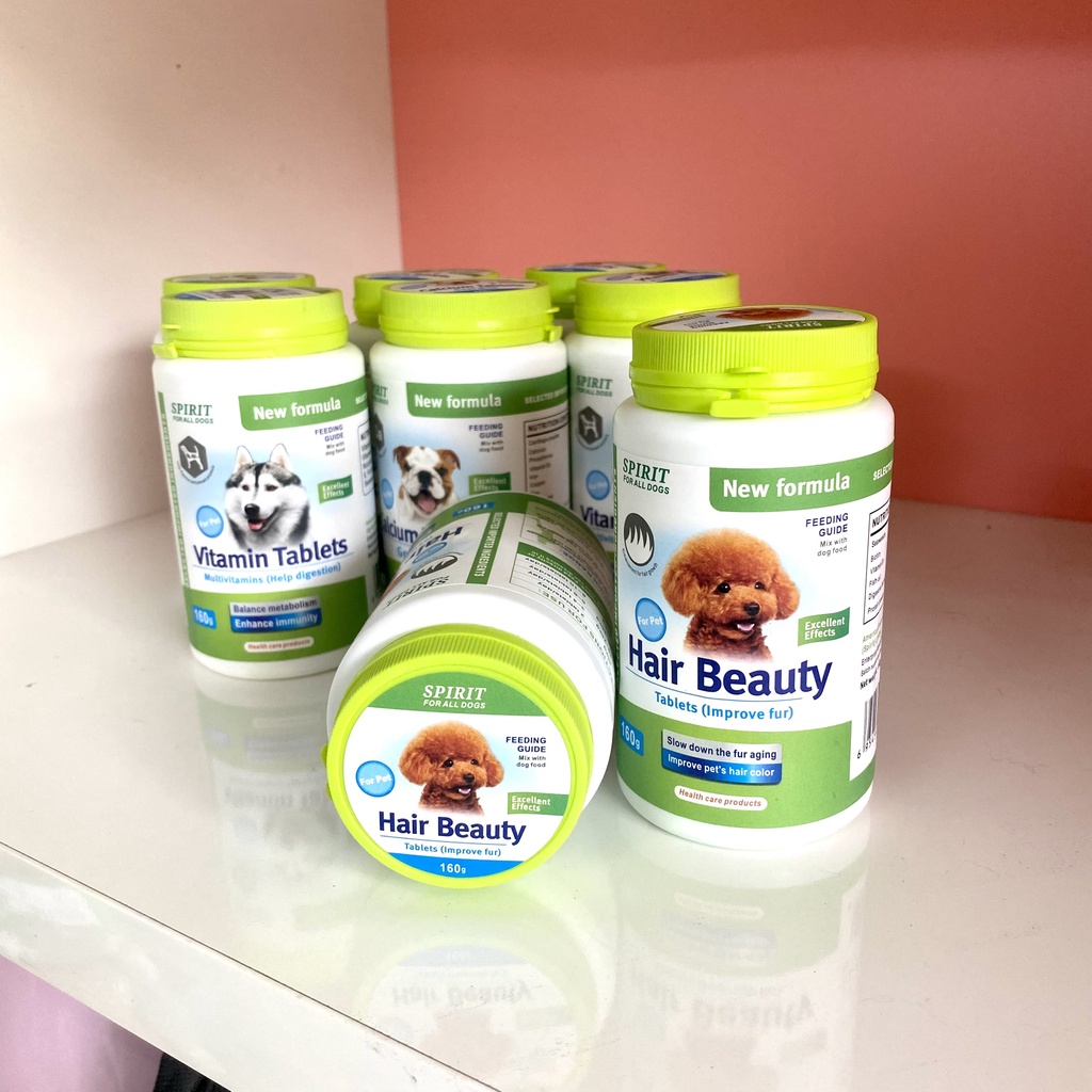 Vitamin Spirit bổ sung canxi, vitamin tổng hợp, dưỡng lông cho chó (lọ 160gram)