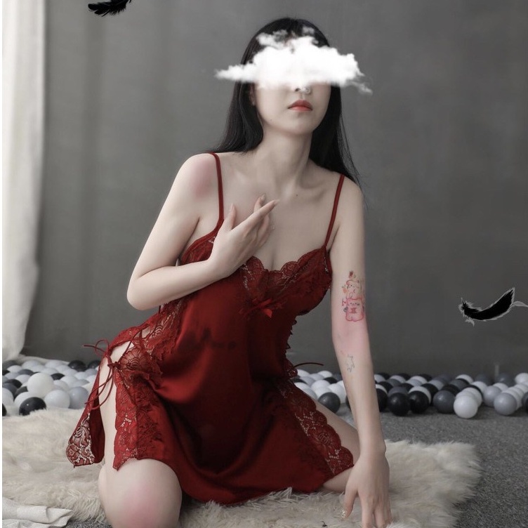 Váy Ngủ Lụa Statin  Có Dây Rút Điều Chỉnh Eo 5211 Sexy